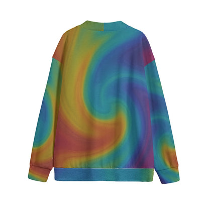 Unisex V-neck Knitted Fleece Cardigan With Button Closure