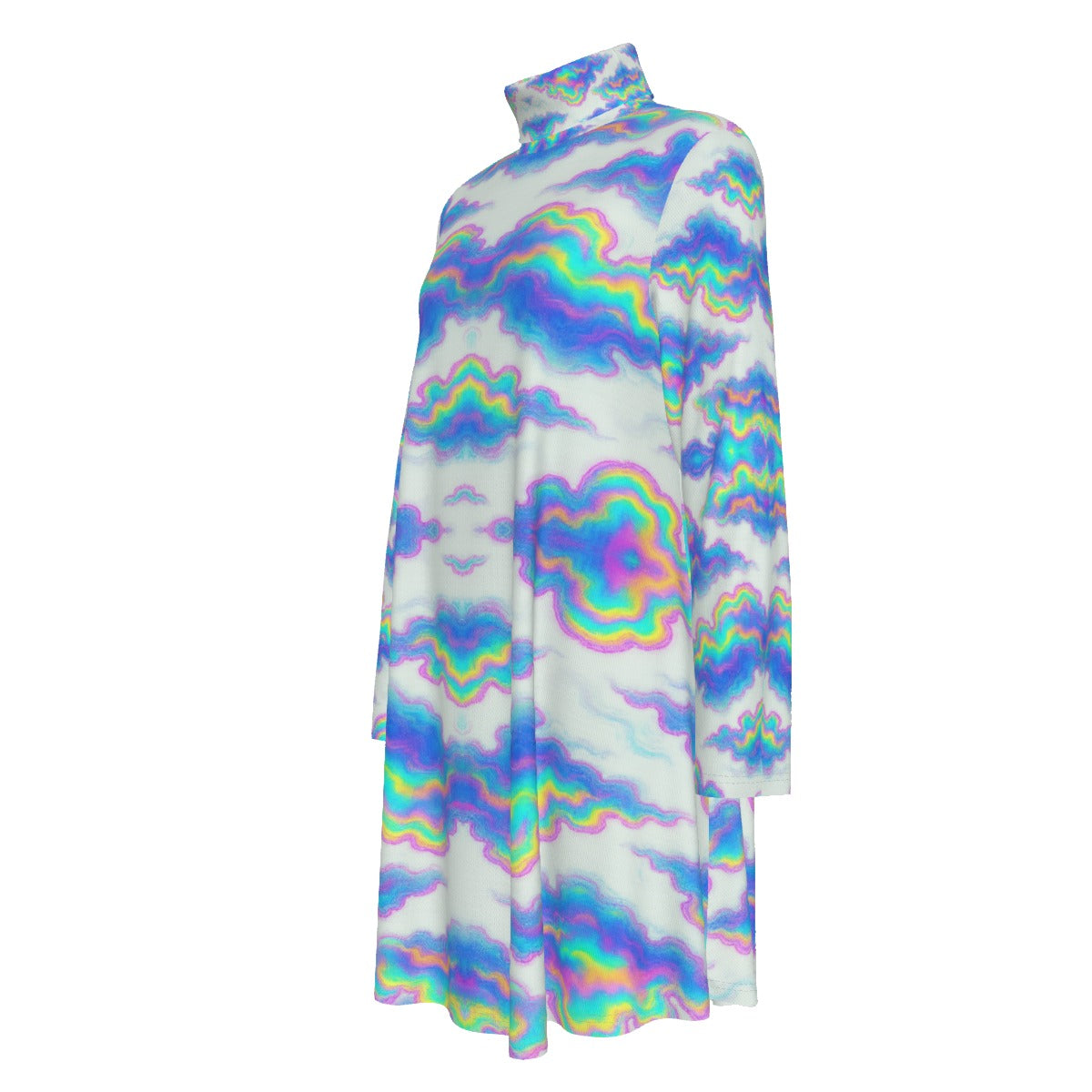 Women's High Neck Dress With Long Sleeve