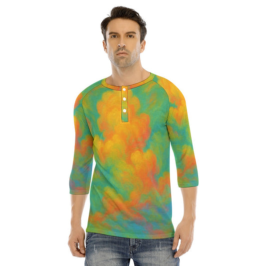 Men's Bracelet Sleeve T-shirt With Button Closure - view 1