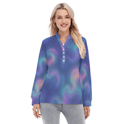Women's Long Sleeve Blouse With Button Closure