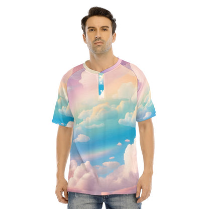 Men's Raglan Sleeve T-shirt With Button Closure