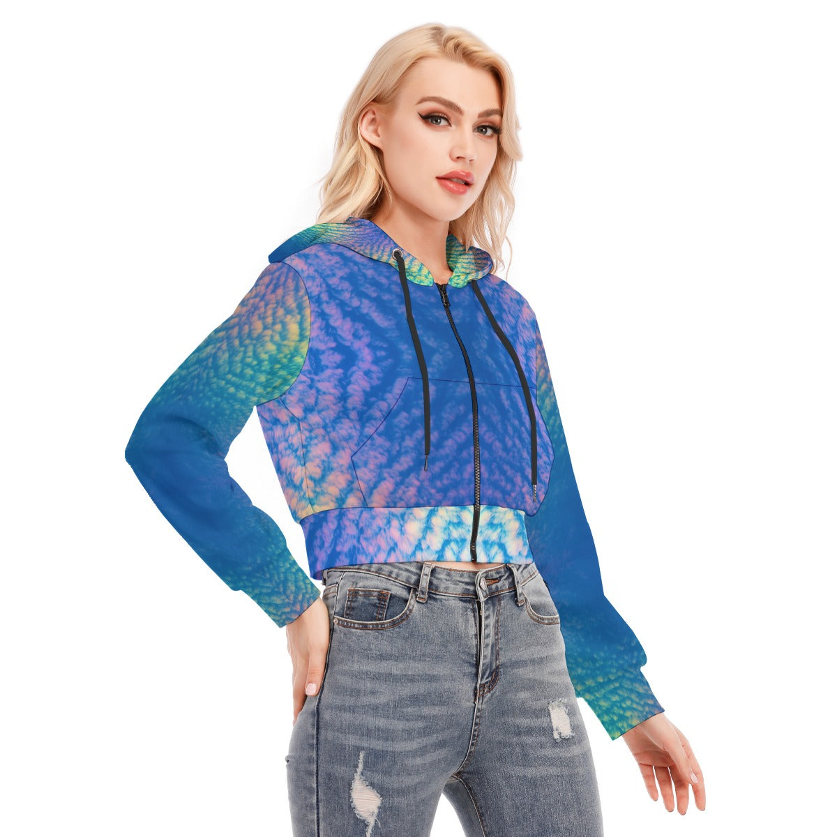 Women's Crop Top Hoodie With Zipper Closure