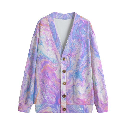 Unisex V-Neck Knitted-Fleece Button Cardigan - view 1