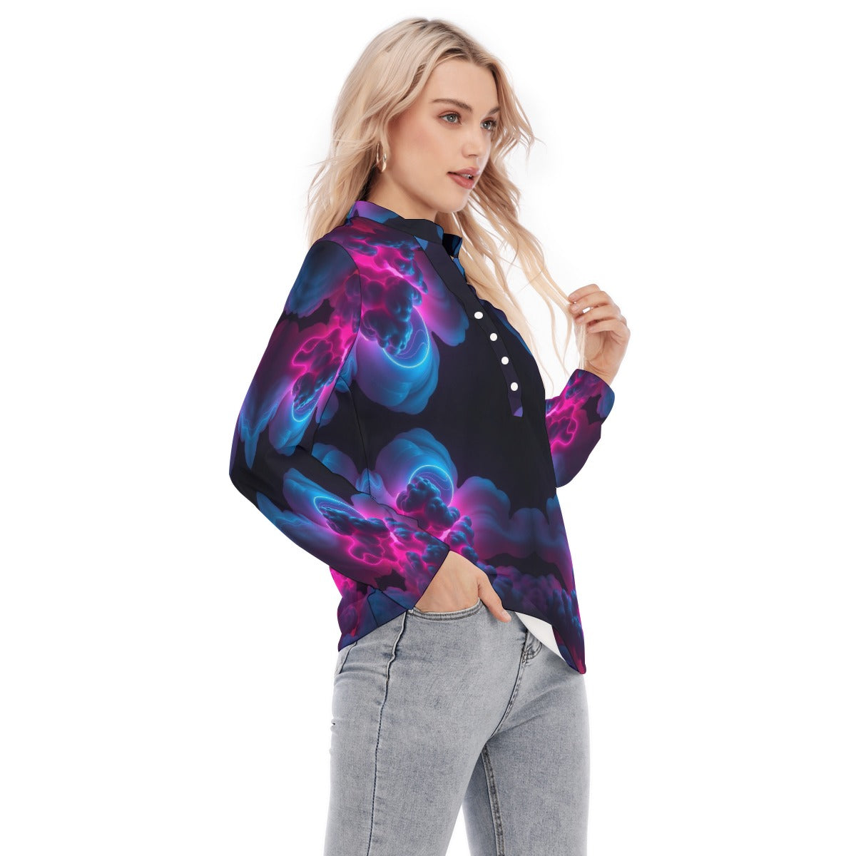 Women's Long Sleeve Blouse With Button Closure