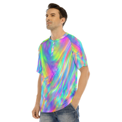 Men's Raglan Sleeve T-shirt With Button Closure