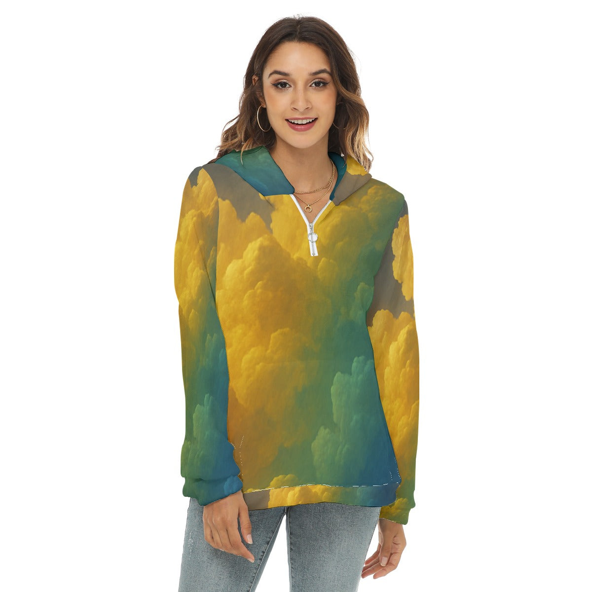 Women's Borg Fleece Hoodie With Half Zip