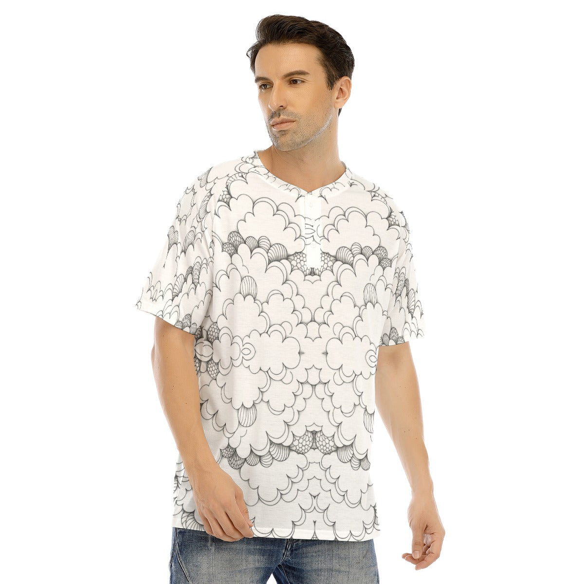 Men's Raglan Sleeve T-shirt With Button Closure