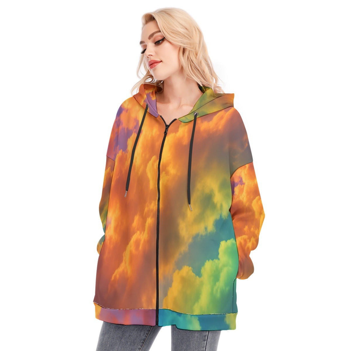 Women's Long Hoodie With Zipper Closure