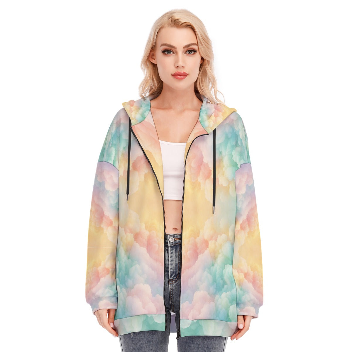 Women's Long Hoodie With Zipper Closure