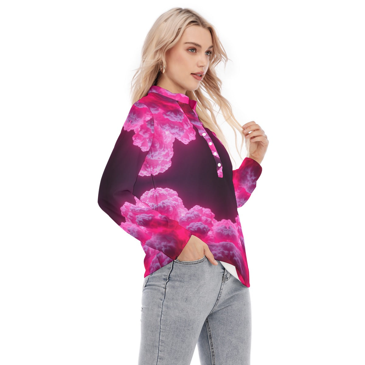 Women's Long Sleeve Blouse With Button Closure