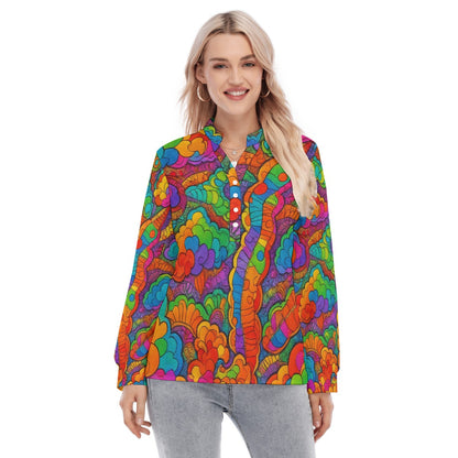 Women's Long Sleeve Blouse With Button Closure