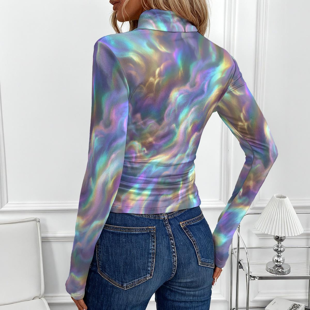 Women's Women's High-Neck Top With Long Sleeve