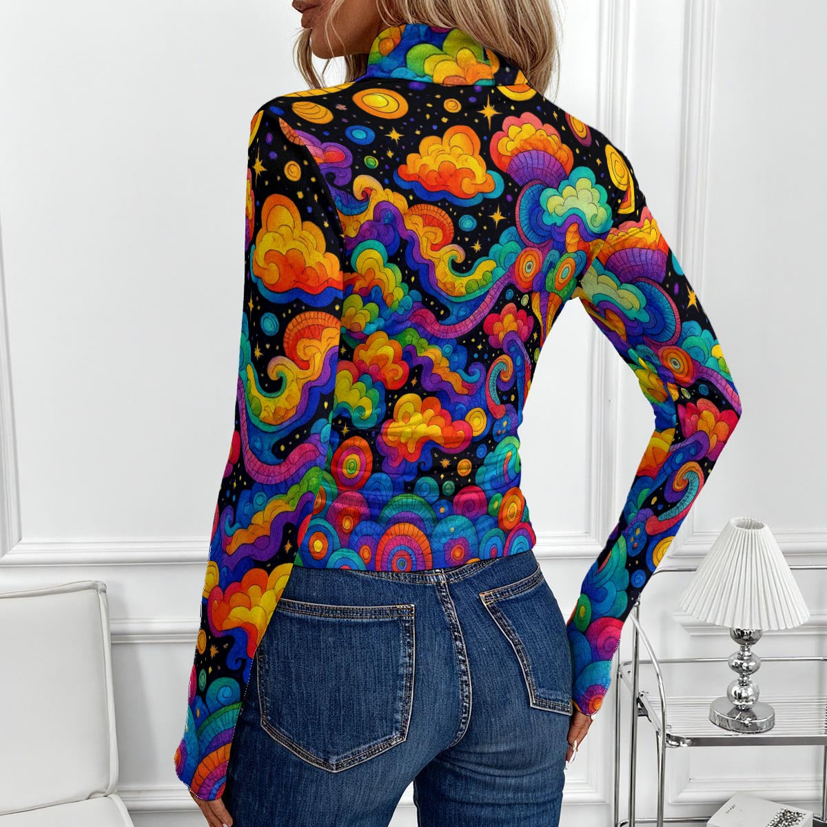 Women's Women's High-Neck Top With Long Sleeve