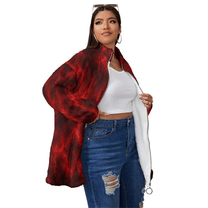 Unisex Borg Fleece Stand-up Collar Coat With Zipper Closure(Plus Size)