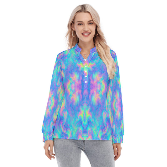 Women's Long Sleeve Blouse With Button Closure