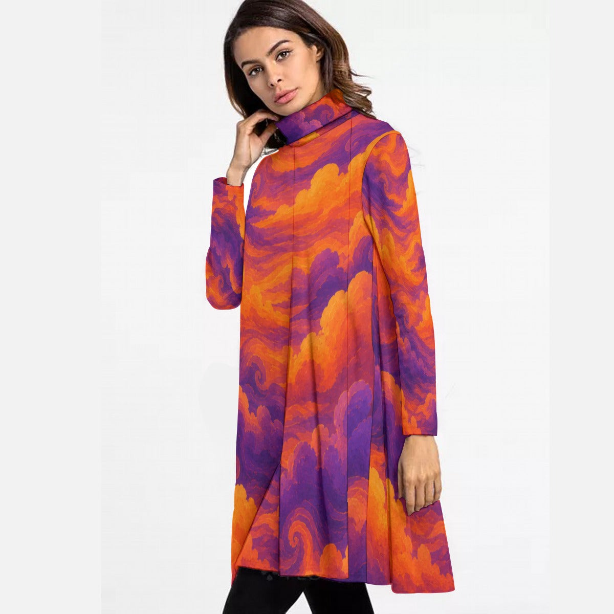 Women's High Neck Dress With Long Sleeve by O’Nimbus – view 3