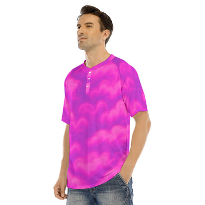 Men's Raglan Sleeve T-shirt With Button Closure