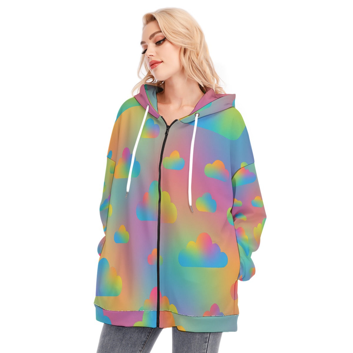 Women's Long Hoodie With Zipper Closure