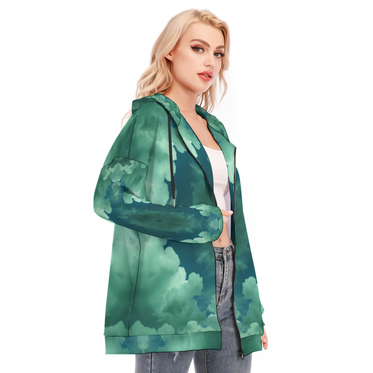 Women's Long Hoodie With Zipper Closure