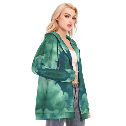 Women's Long Hoodie With Zipper Closure