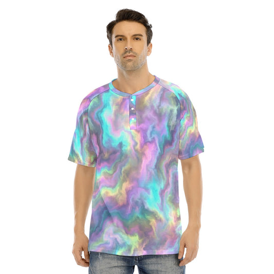 Men's Raglan Sleeve T-shirt With Button Closure