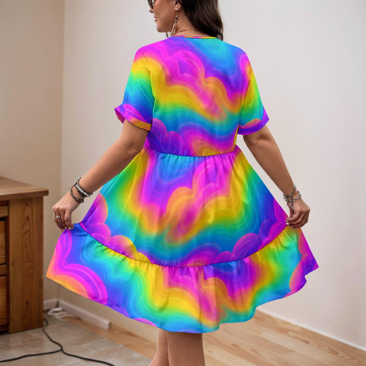 Women’s Floral V-Neck Short Sleeve Dress