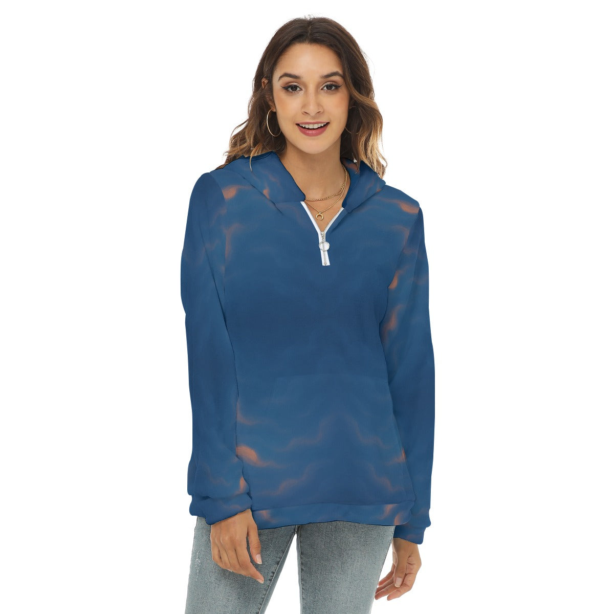 Women's Borg Fleece Hoodie With Half Zip