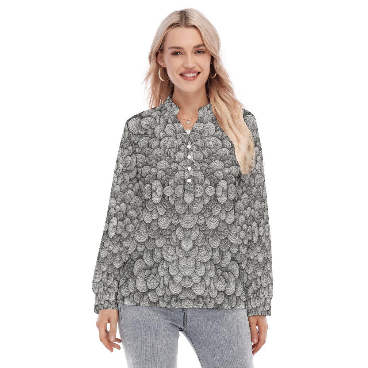 Women's Long Sleeve Blouse With Button Closure