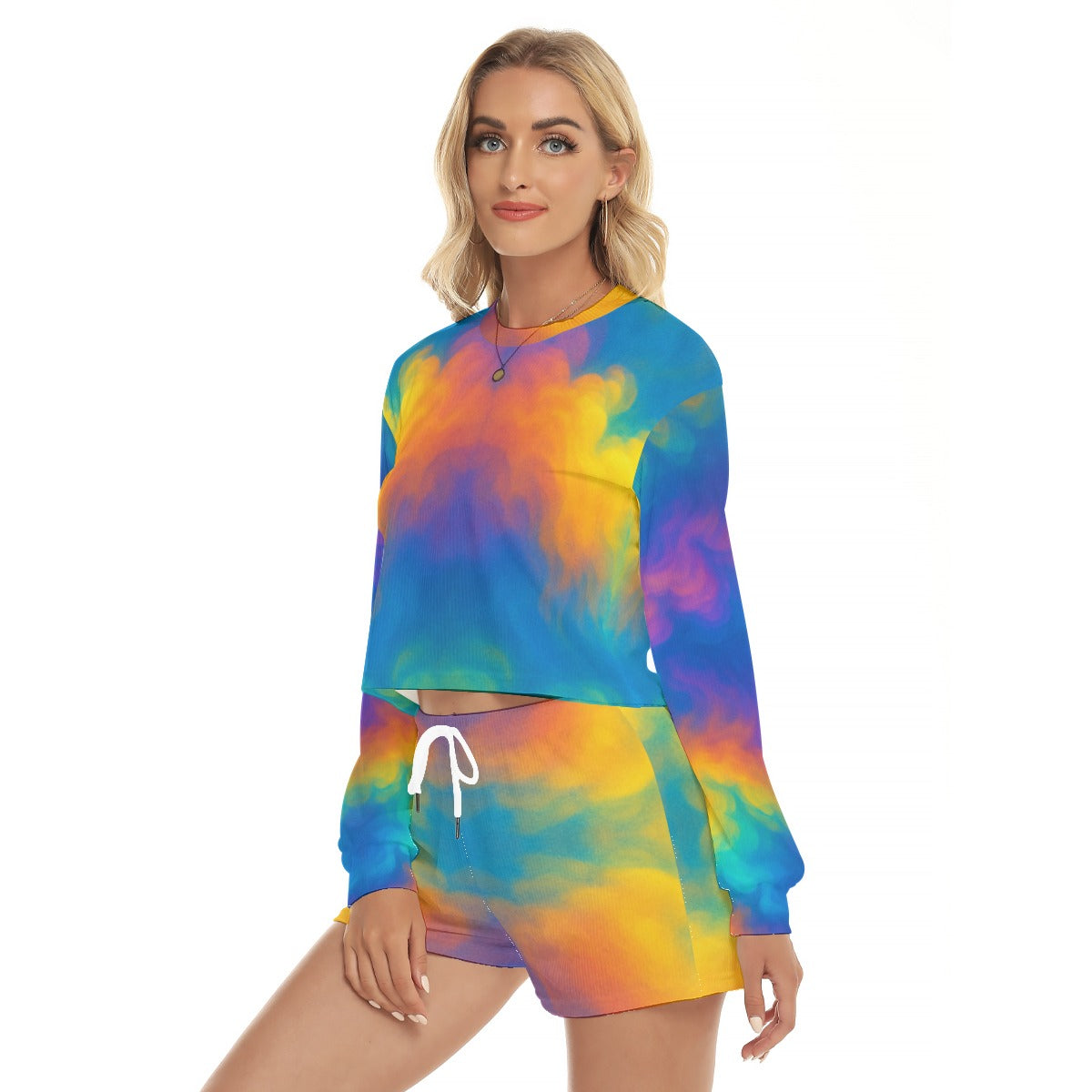 Women's Short Sweatshirt And Pants Suit