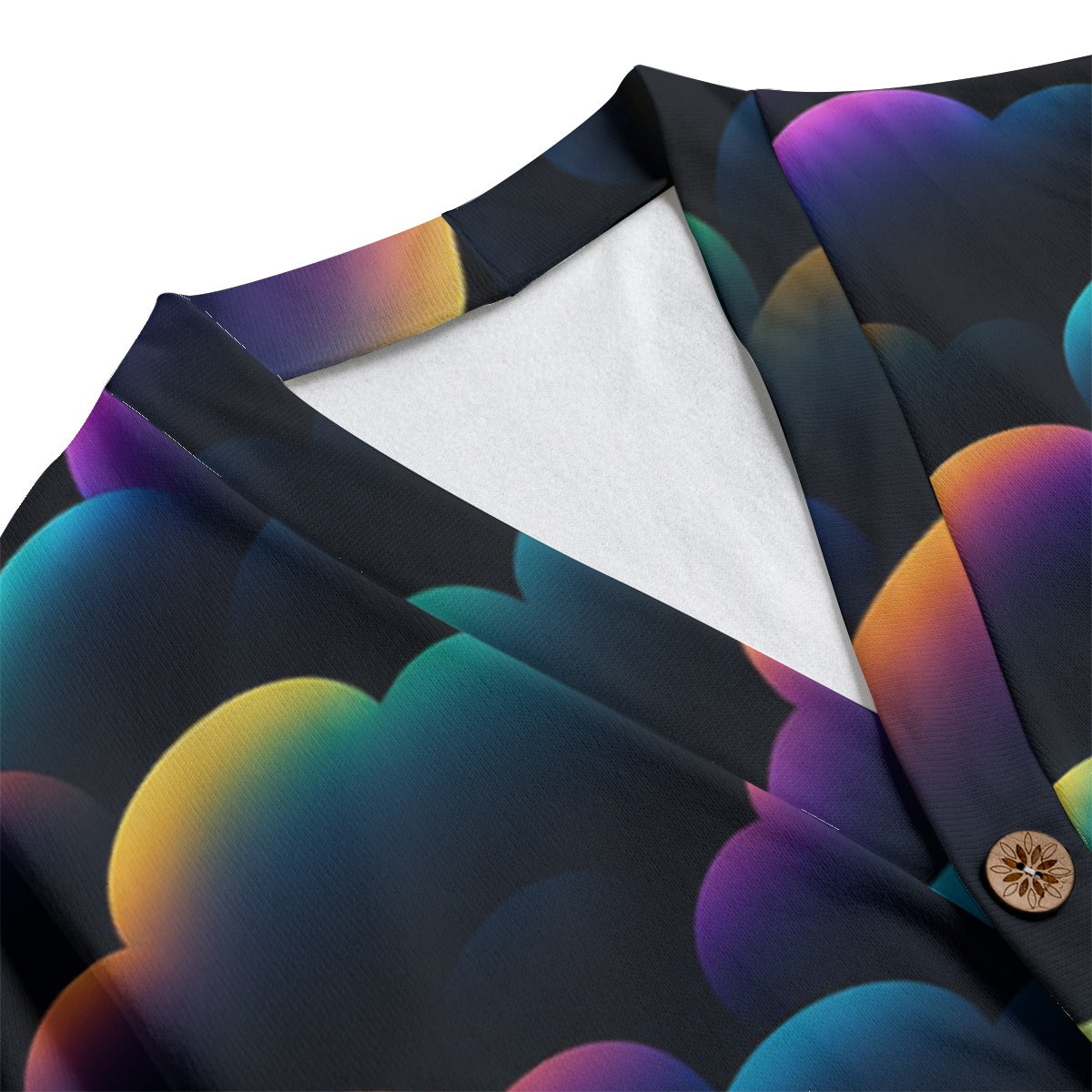 Unisex V-neck Knitted Fleece Cardigan With Button Closure