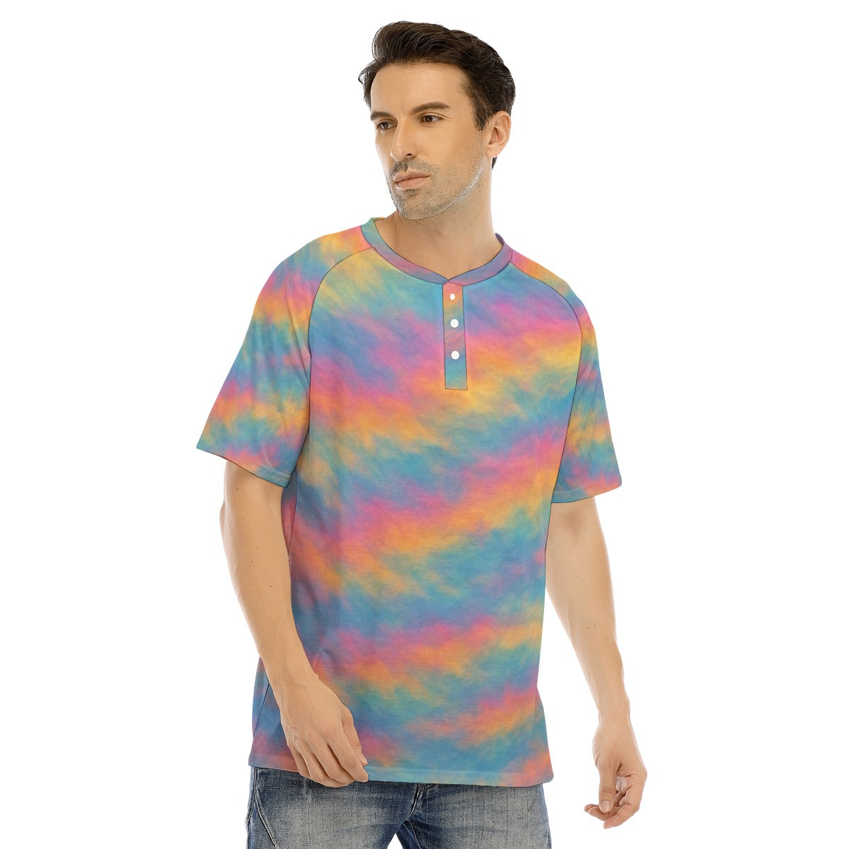 Men's Raglan Sleeve T-shirt With Button Closure