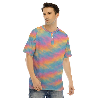 Men's Raglan Sleeve T-shirt With Button Closure