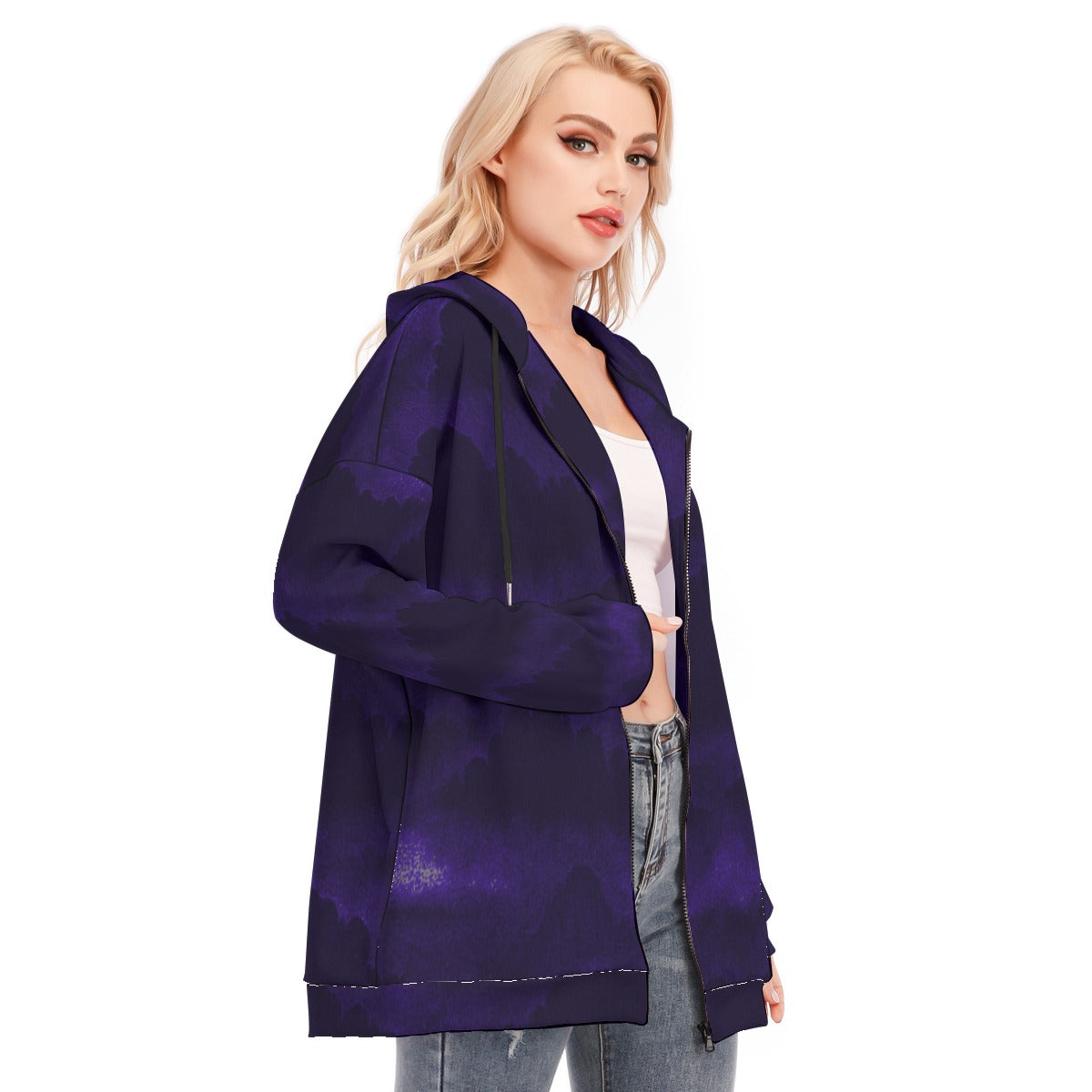 Women's Long Hoodie With Zipper Closure