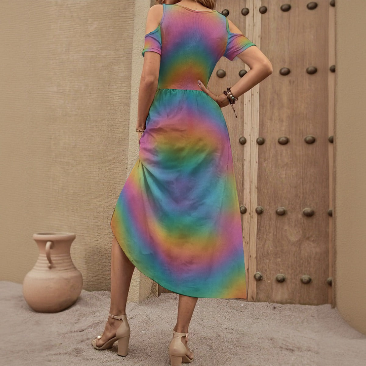 Women's V-neck Off-shoulder Dress