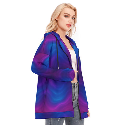Women's Long Hoodie With Zipper Closure
