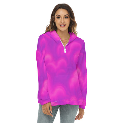 Women's Borg Fleece Hoodie With Half Zip