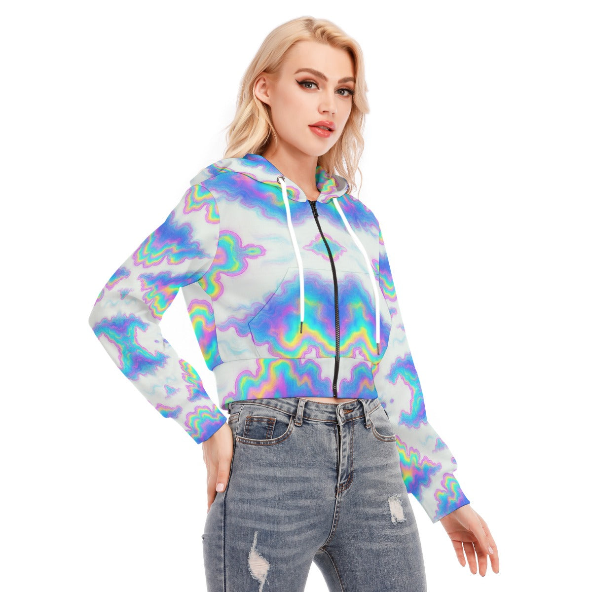 Women's Crop Top Hoodie With Zipper Closure