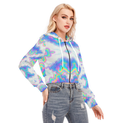 Women's Crop Top Hoodie With Zipper Closure