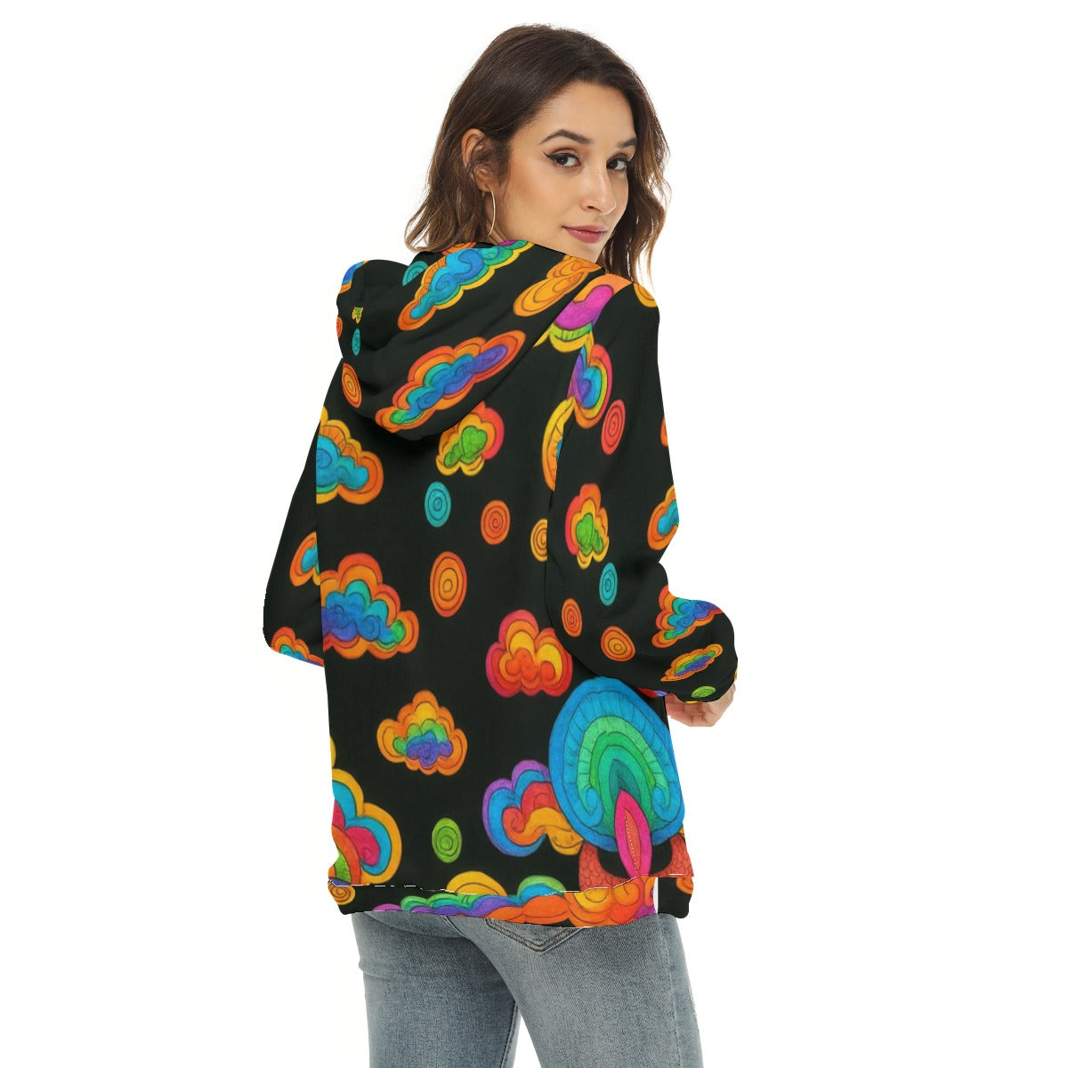 Women's Borg Fleece Hoodie With Half Zip