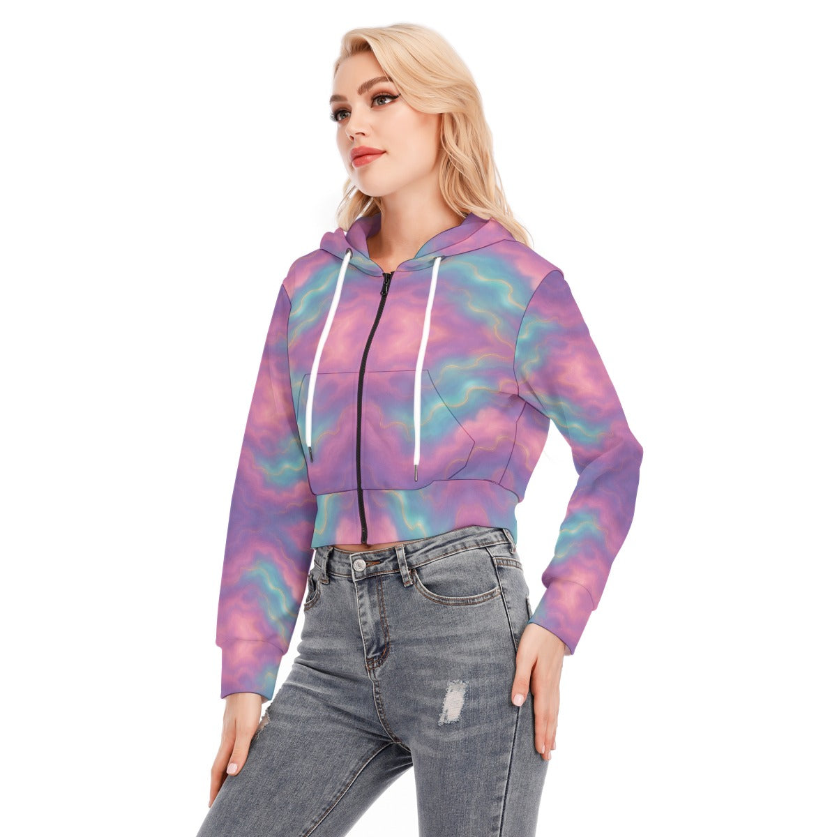 Women's Crop Top Hoodie With Zipper Closure