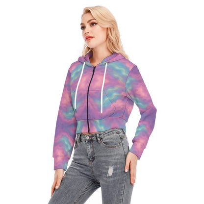 Women's Crop Top Hoodie With Zipper Closure