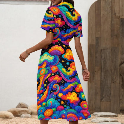 Women's Shirt Dress with Waist Tie