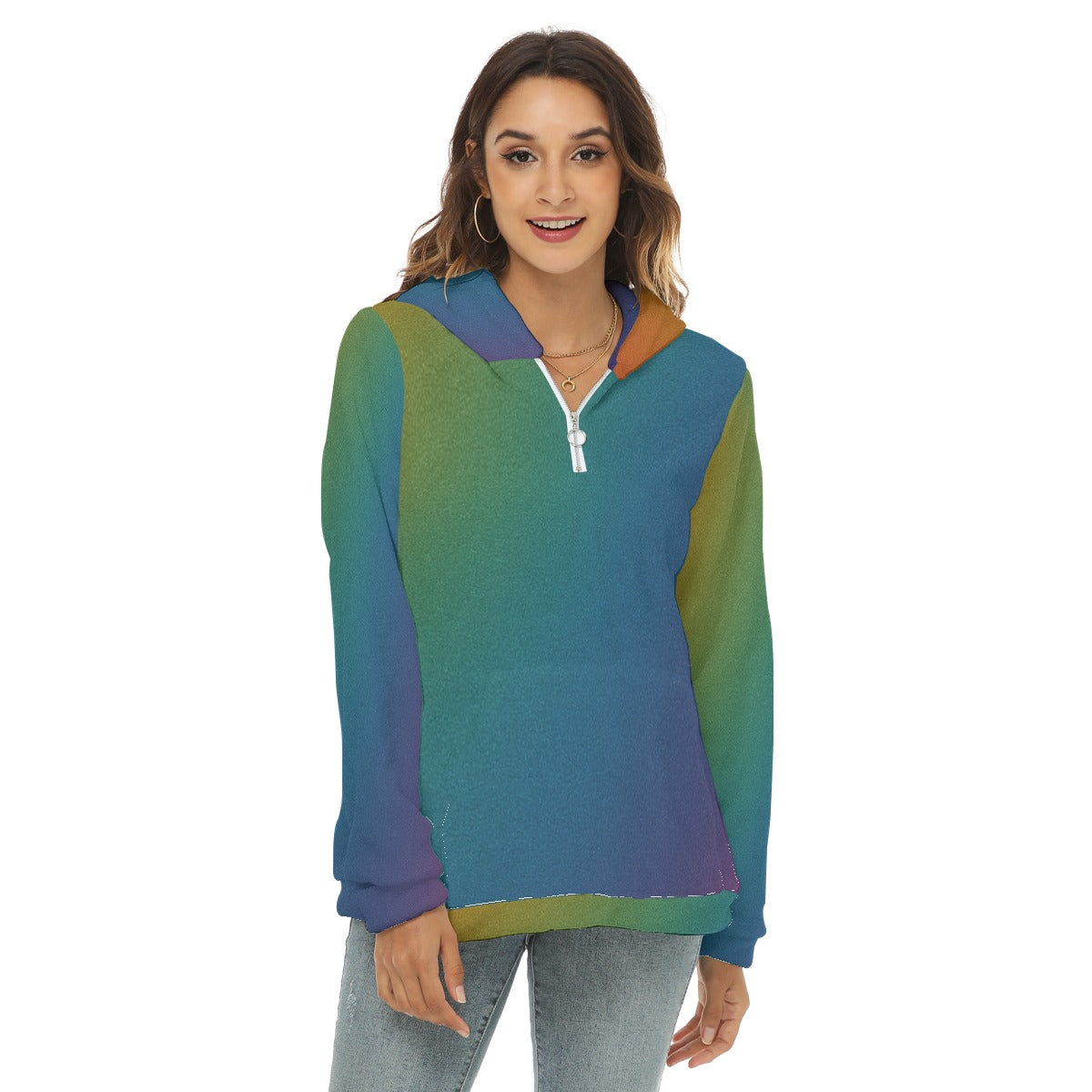 Women's Borg Fleece Hoodie With Half Zip