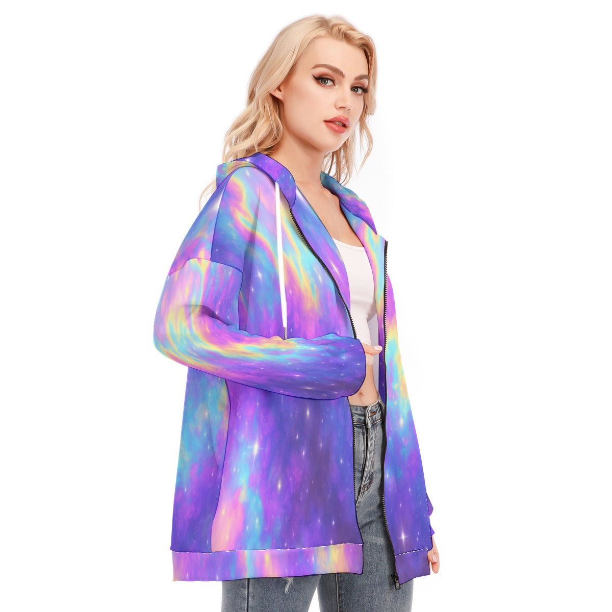 Women's Long Hoodie With Zipper Closure