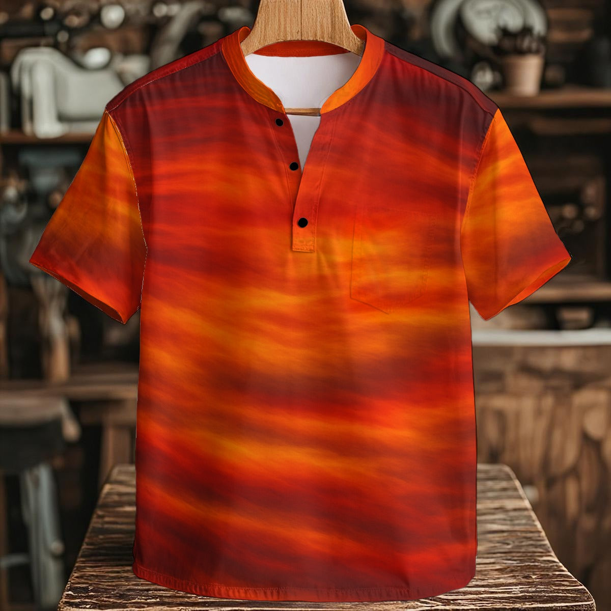 Men's Henley Shirt With Chest Pocket