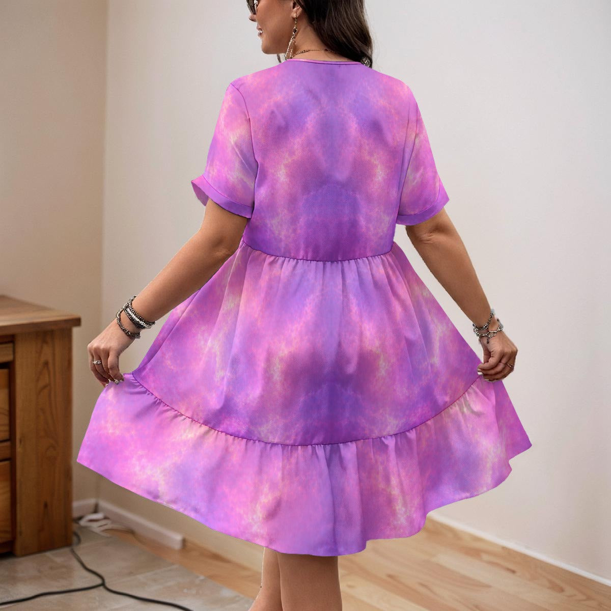 Women’s Floral V-Neck Short Sleeve Dress