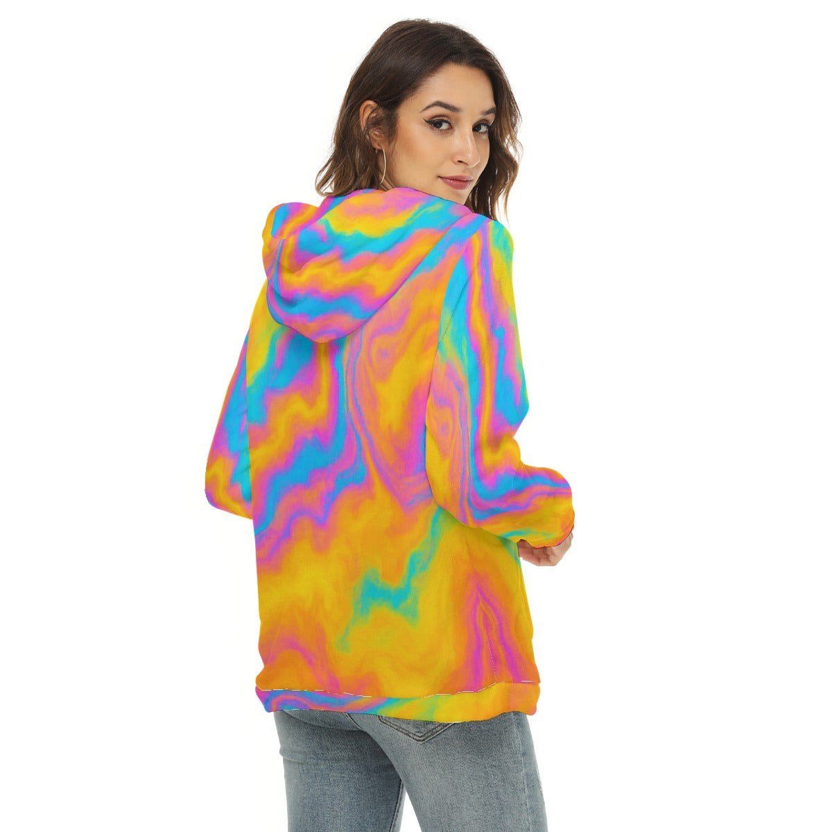 Women's Borg Fleece Hoodie With Half Zip