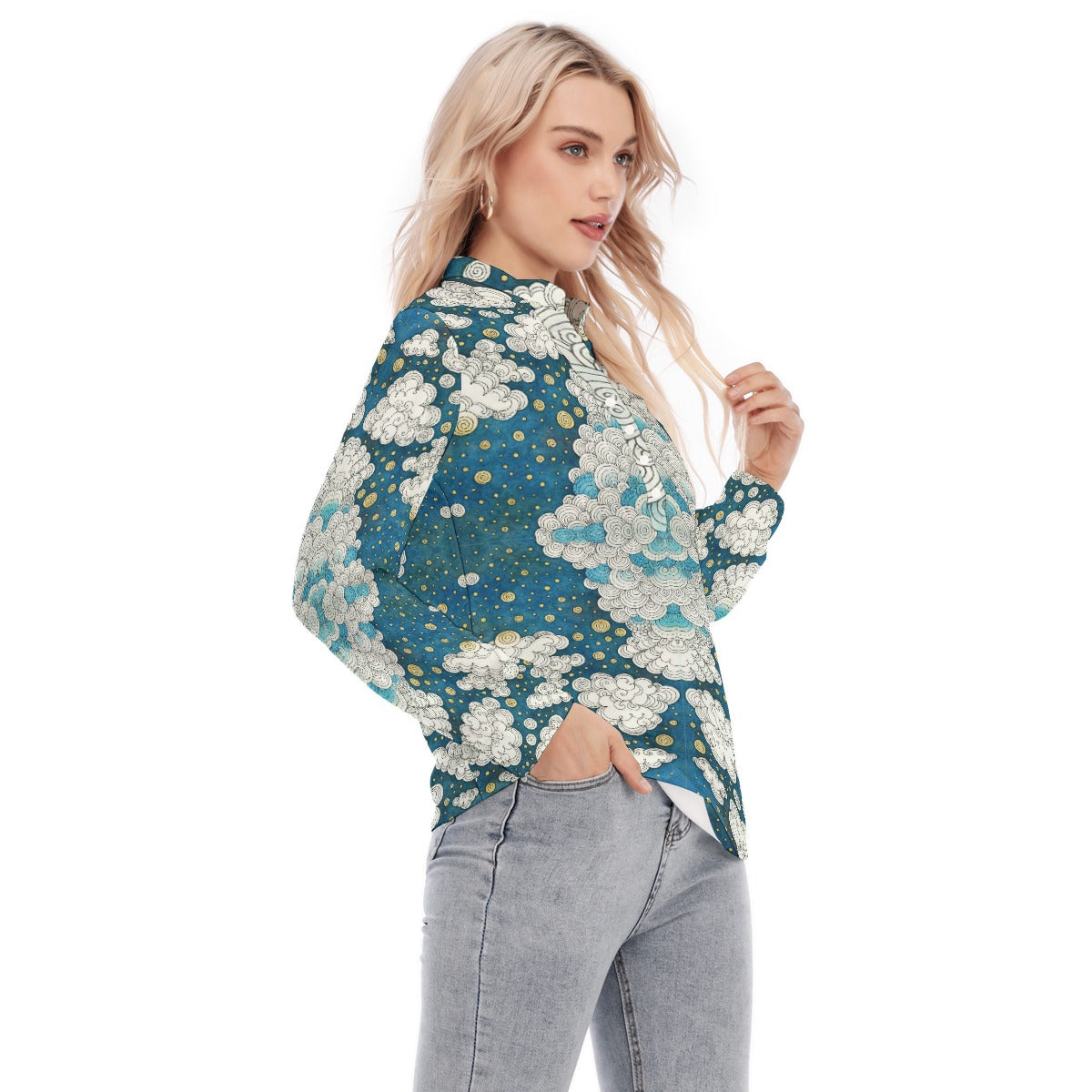Women's Long Sleeve Blouse With Button Closure