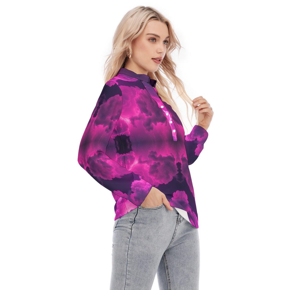 Women's Long Sleeve Blouse With Button Closure