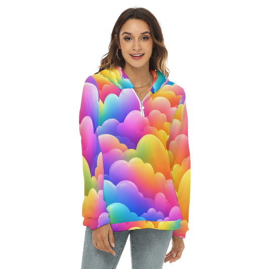 Women's Borg Fleece Hoodie With Half Zip